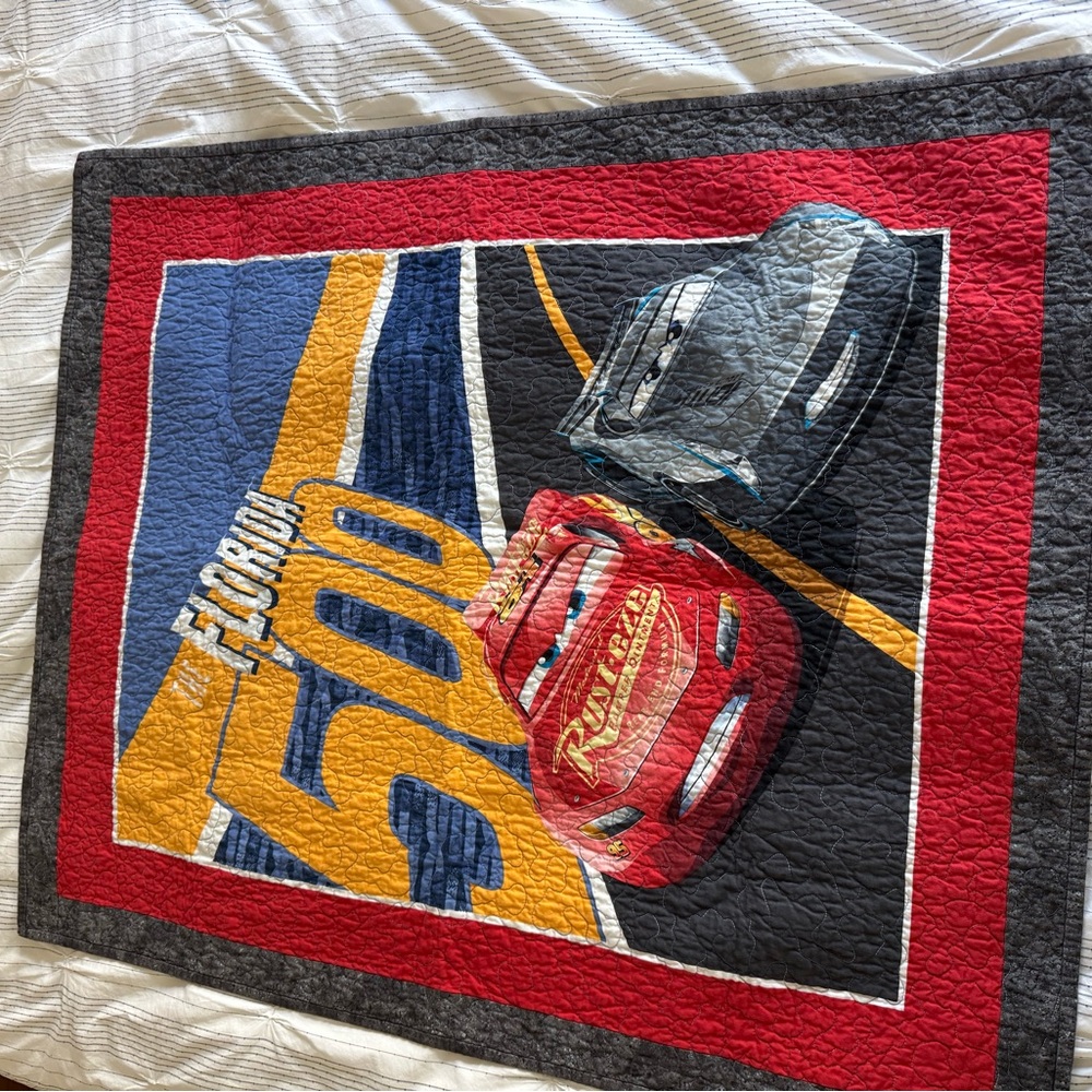 Disney Cars Racing Quilted throw - 36.5x44”, EUC